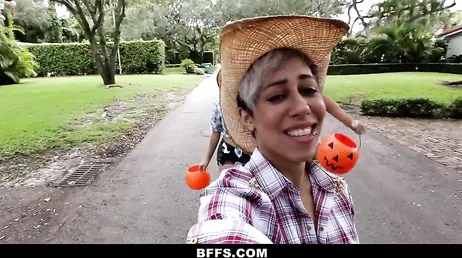 My friend enjoys sucking and fucking at her costume party