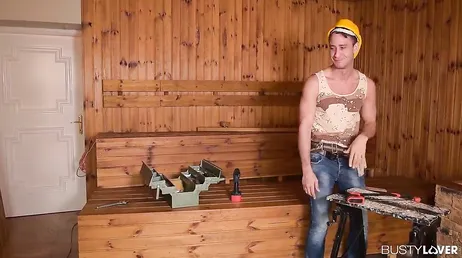 The lady of the house reaches an agreement with this handsome worker