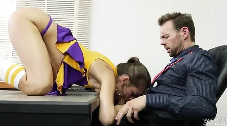 Cheerleader Riley Reid fucking hard with the college principal