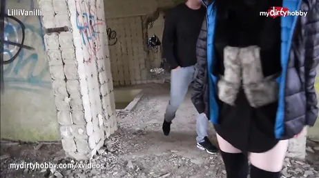 Having a good orgy with some sluts in an abandoned factory