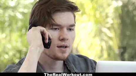 He puts his hands on the ass of the gym trainer.