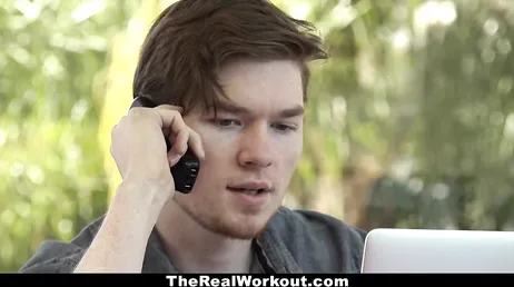He puts his hands on the ass of the gym trainer.
