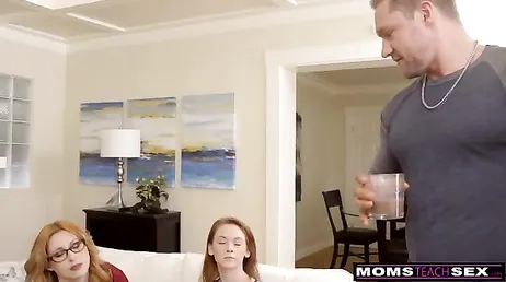 Daughter and mother share cock, as if this were normal.