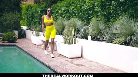 She likes to finish her workouts with her legs wide open.