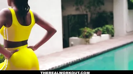She likes to finish her workouts with her legs wide open.
