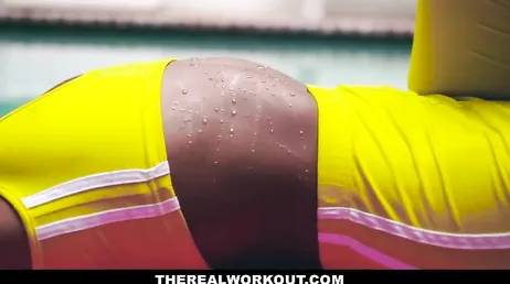 She likes to finish her workouts with her legs wide open.