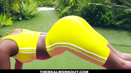 She likes to finish her workouts with her legs wide open.