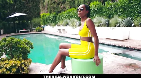 She likes to finish her workouts with her legs wide open.