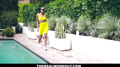 She likes to finish her workouts with her legs wide open.