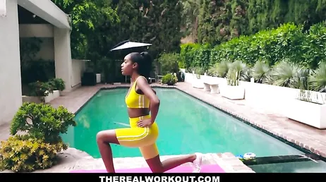 She likes to finish her workouts with her legs wide open.