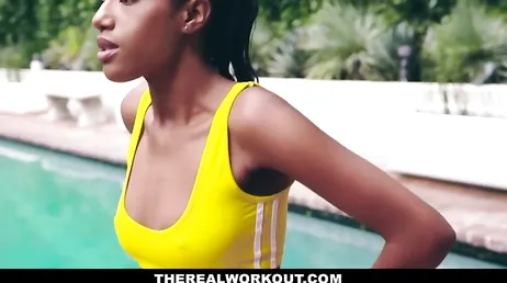 She likes to finish her workouts with her legs wide open.