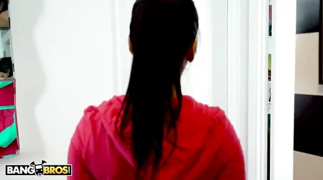 The cleaning lady sees the man of the house naked in the shower
