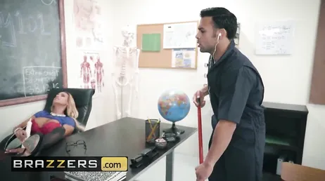 Science teacher ends up riding cock on the table