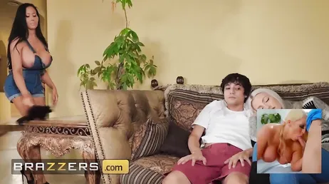 He can't stop looking at his girlfriend's mother's big tits...!!