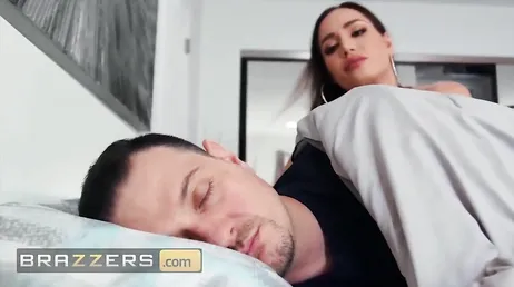 Giving his horny girlfriend a blowjob before going to work