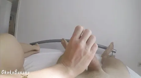 She sleeps with her pussy exposed and of course, I wake up with a very hard cock.