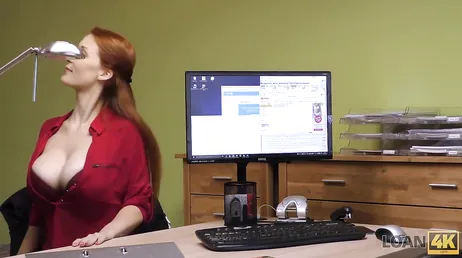 She needs money and goes to the bank manager wearing a low-cut top.