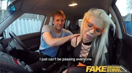 The blonde examiner is a real slut.. Fucking inside the car..