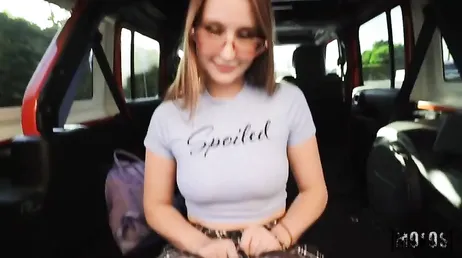 I help her with the car and she starts sucking my whole cock.