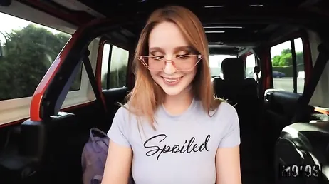 I help her with the car and she starts sucking my whole cock.