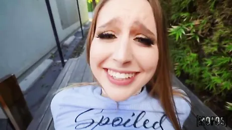 I help her with the car and she starts sucking my whole cock.