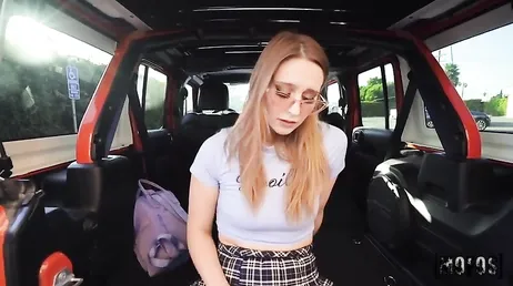 I help her with the car and she starts sucking my whole cock.