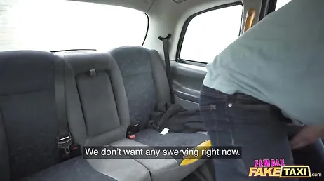 The taxi driver has huge natural tits and is very hot