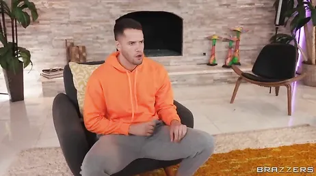 His girlfriend is going to do gymnastics, but he makes better use of his time