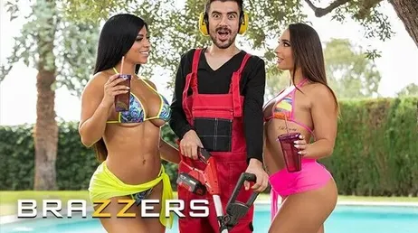 Horny mature women fuck the young gardener together