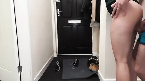 I push my girlfriend to open the door and fuck the delivery guy.