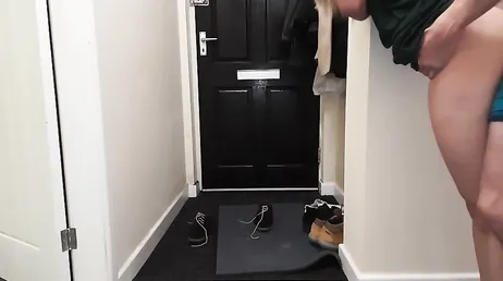 I push my girlfriend to open the door and fuck the delivery guy.