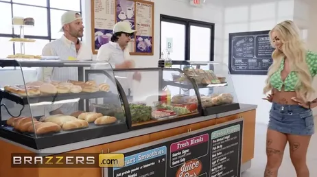The baker's asshole fucks the hot customer in the same store