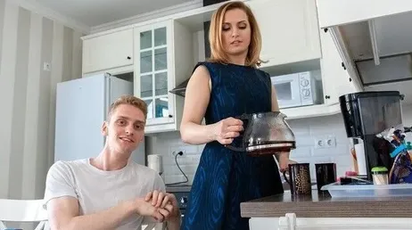 Russian housewife is dying for her young lover to arrive