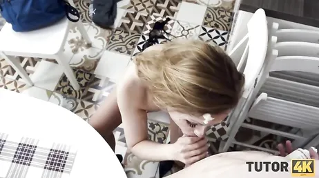 Russian housewife is dying for her young lover to arrive