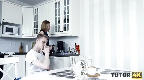 Russian housewife is dying for her young lover to arrive
