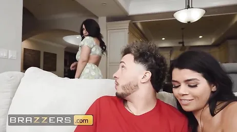 After fucking his girlfriend... he fucks her busty sister too!!