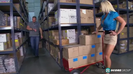 The head of accounting goes down to the warehouse looking for cock: what a slut she is!!