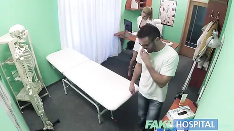 The sexy nurse was eager to suck the attractive patient's cock