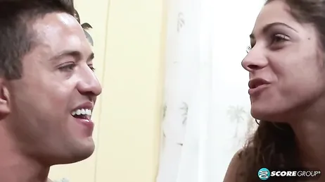 Two twenty-something vixens take turns giving him an epic blowjob