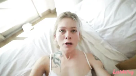 Hot amateur couple spends the day in bed fucking and watching TV