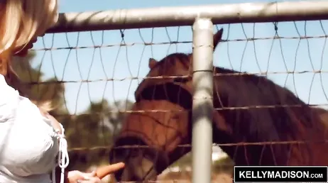 A linda e solitária vaqueira de seios fartos transa com um estranho.