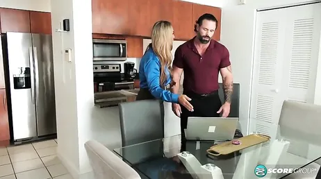 Mature housewife lets computer technician grope her...!!
