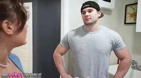 She just caught her stepson with one of her used panties in his room