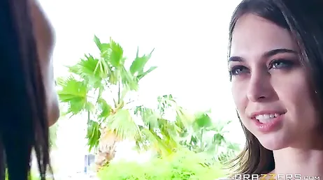 Riley Reid and Gabriella Paltrova in a lesbian scene with strap on