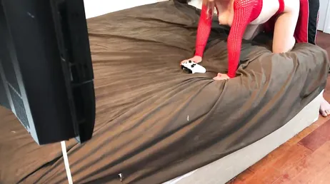 Girl with spectacular ass gets fucked while playing video games