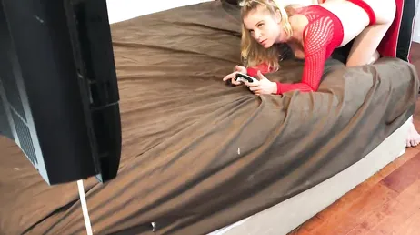 Girl with spectacular ass gets fucked while playing video games